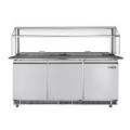 Koolmore - 72 in. Refrigerated Prep Station with Sneeze Guard and Buffet Slide, 15-Pan (Not Included) Capacity 3 Adjustable Shelves - Stainless Steel