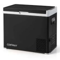 Costway - 12 Volt Car Refrigerator 53QT Portable Car Fridge with -4℉~68℉ for RVs Adjustable Range - Black