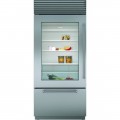 Sub-Zero Classic 21.6 Cu.  Ft. Bottom-Freezer Built-In Refrigerator with Glass Door - Stainless steel